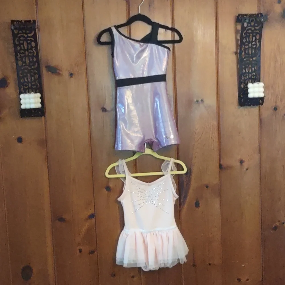 Justice Iridescent Purple 5/6 and Cat&Jack Pink Dance Leotard 6 EUC Girls